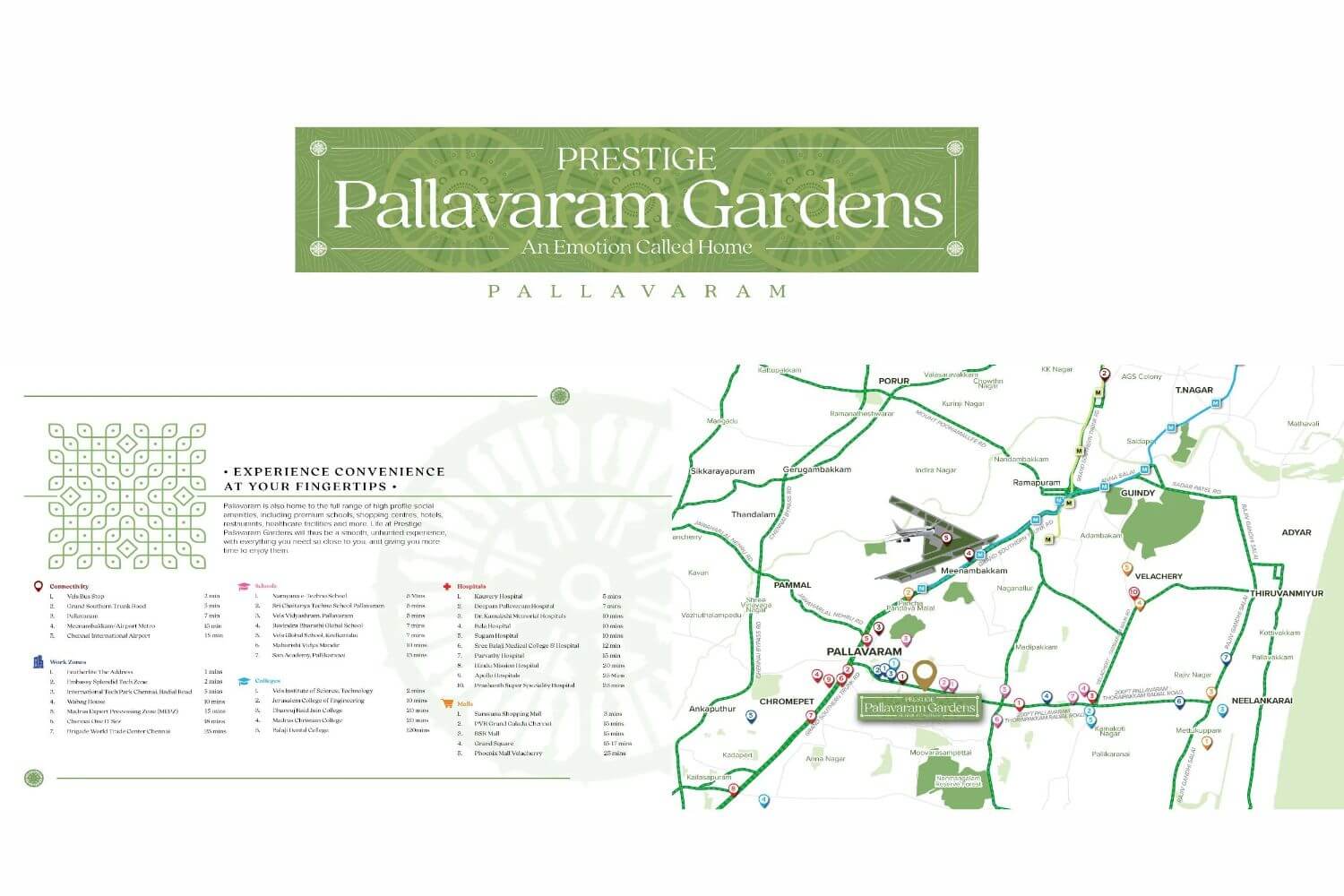 Prestige Pallavaram Gardens Chennai Location Map